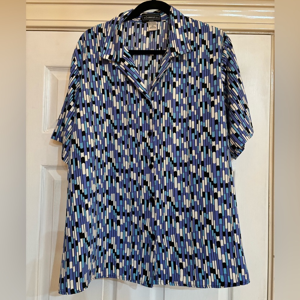 Elementz Gemetric Patterned Button Down Blouse - image 3